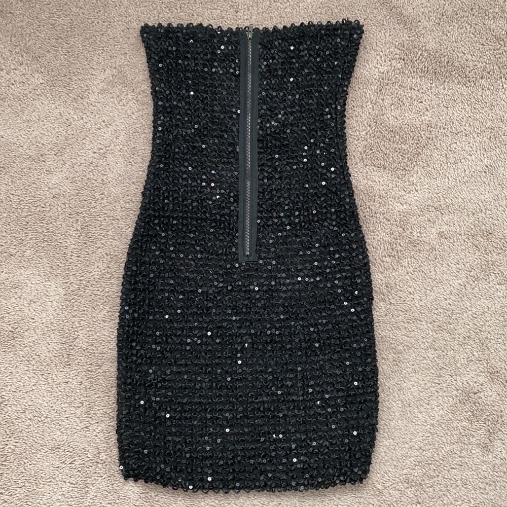 Forever 21 Black Sequin Tube Top Bodycon Dress Size S - Picture 3 of 6